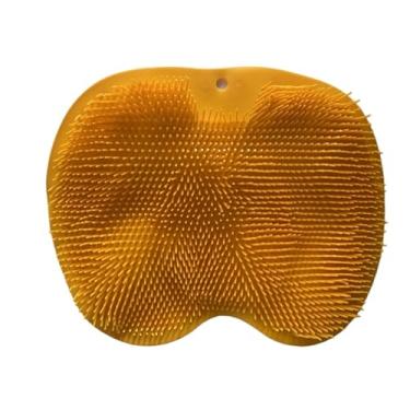 Imagem de Escova de silicone para esfregar nas costas almofada de banho almofada para os pés massagem tapete de banho massagem para os pés (amarelo)