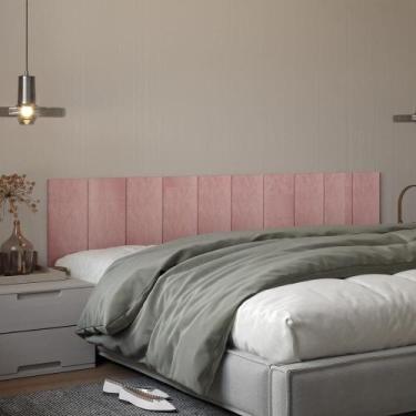 Imagem de Kit 10 Placas Cabeceira Modular Estofada Autocolante King - Via Nossa,