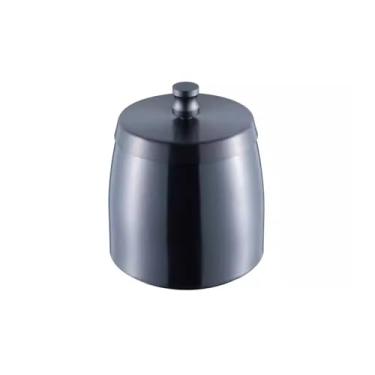 Imagem de Cinzeiro moderno para ambientes internos e externos com tampa, cinzeiro de mesa de aço inoxidável para decoração de casa (preto, GG)