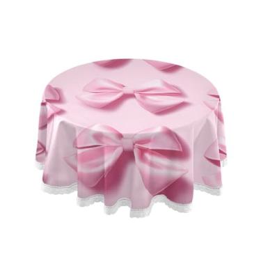 Imagem de Qilmy Toalha de mesa redonda de palmeira de treliça verde, 152 cm, resistente à água, à prova de derramamento, capa de mesa grande para jantar de reunião de família em ambientes internos e externos