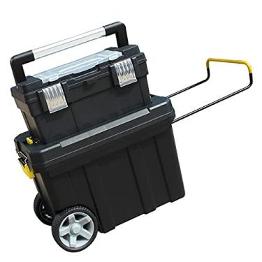 Imagem de Caixa de ferramentas e organizador de caixa de ferramentas empilhável com alça telescópica confortável baú de armazenamento perfeito para furadeira elétrica e organizadores de ferramentas de peças