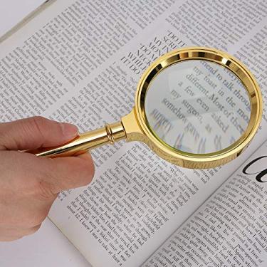 Imagem de Lupa de Copo de Lupa, Luta de Lupa Portátil Livro Portátil Reading Handicraft Glass Glass Jewelry Watch Reparating Lineping (Ouro)