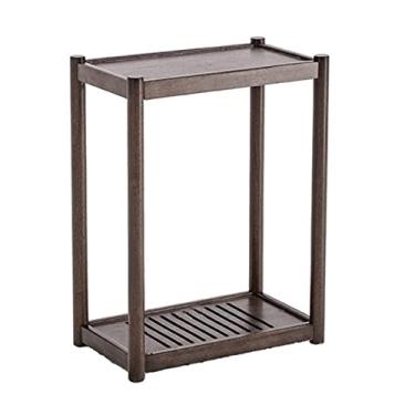 Imagem de Prático suporte de torre de policarbonato de madeira maciça, suporte de CPU móvel de 2 níveis, capa principal de chão com rodas invisíveis para escritório em casa (marrom, grande)