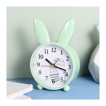 Imagem de x3anggyt5 Despertador para quarto desenho animado coelho despertador quarto decoração de cabeceira simples mudo pequeno despertador despertador estudante relógio de mesa (verde)