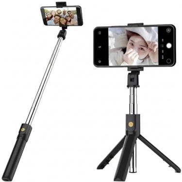 Imagem de Bastão de Selfie Tripé Retrátil com Controle Bluetooth e Luz LED para Celular
