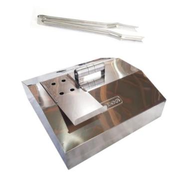 Imagem de Abafador Inox Para Grelha Churrasqueira + Pegador de Carnes - INOX LAU