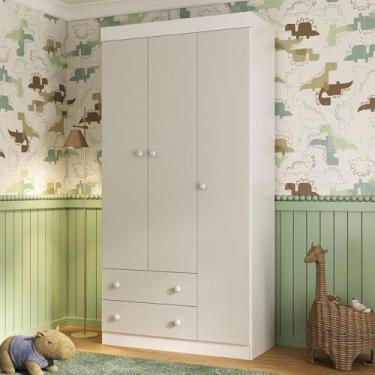 Imagem de Guarda-roupa Infantil 92cm 3 Portas e 2 Gavetas Encanto Multimóveis Mp4447 Branco/off White