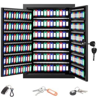 Imagem de Oepmoc Suporte de parede com 272 chaves com 272 ganchos numerados e 272 etiquetas coloridas, armário de chave antirroubo com compartimento para devolução de chaves, organizador de chaves para carro