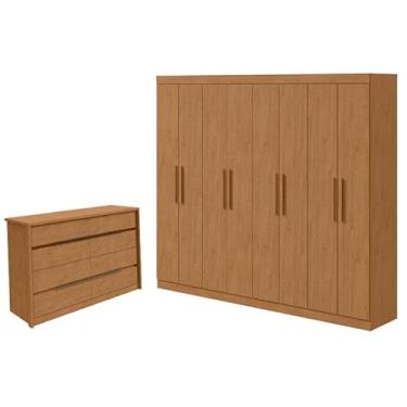 Imagem de Guarda Roupa Casal Andara Soft e Cômoda Gaveteiro Urban Amêndoa Clean - Lopas