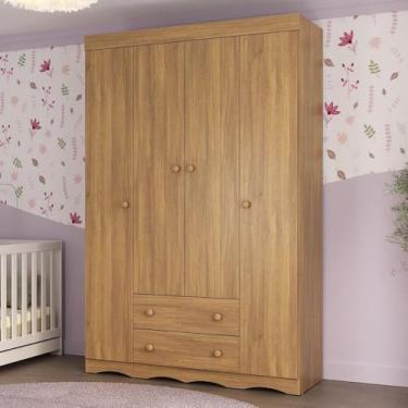 Imagem de Guarda-roupa Infantil 122cm 4 Portas e 2 Gavetas Realeza Multimóveis Mp4453 Madeirado