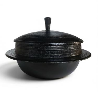 Imagem de Gamasot Caldeirão coreano de ferro fundido / 1,8 litros (2 litros) / óleo de perilla pré-temperado forno holandês feito à mão panela de revestimento não químico caçarola (D16 cm)