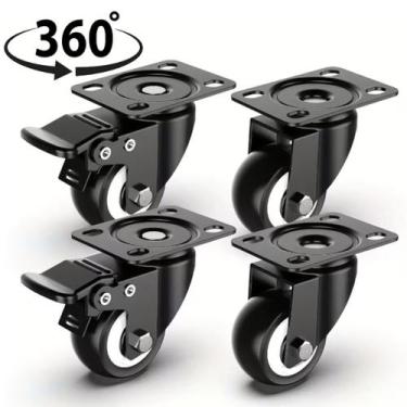 Imagem de Jogo Kit 4 Rodinha Roda Para Móveis Giratória Reforçada Freio Trava 50