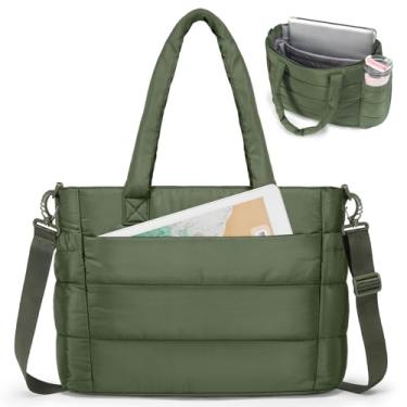 Imagem de RAINSMORE Bolsa feminina leve, acolchoada com compartimentos para trabalho, viagens, academia, verde