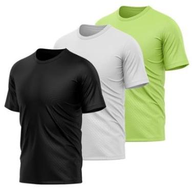Imagem de Kit 3 Camisetas Masculina Dry Manga Curta Proteção UV Slim Fit Básica Academia Treino Fitness-Masculino