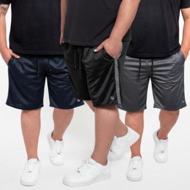 Imagem de Kit 3 Bermuda Plus Size Helanca Academia Confortável Treino-Masculino
