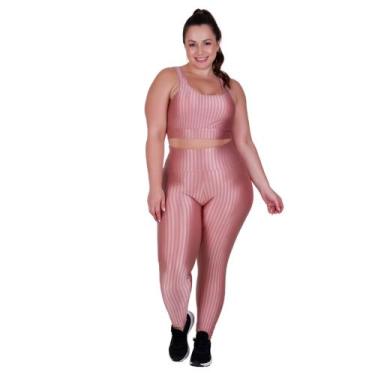 Imagem de Conjunto Fitness Plus Size 3D Cropped Legging Cintura Alta -c4 BÁRBARA