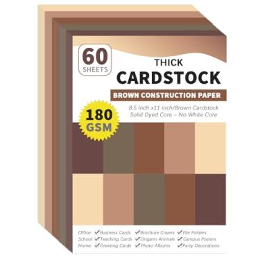 Imagem de gisgfim 60 folhas de cartolina colorida, 21 x 27 cm, papel de construção, marrom, 5 cores sortidas, para impressora, papel de scrapbook, 29,5 kg/180 g/m², para impressão em relevo, artes artesanais