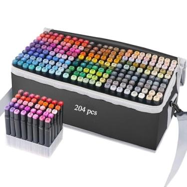 Imagem de Conjunto de Canetas Aquarela 262 Cores Marcador Dupla Ponta Secagem Rápida Base Óleo Profissional(204 cores)