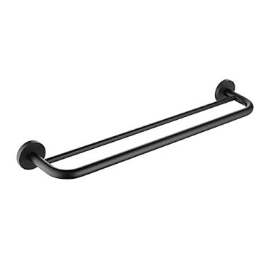 Imagem de Toalheiro preto fosco ganchos de banheiro conjunto de ferragens barra de toalha saboneteira anel de toalha suporte de papel organizador de prateleira de banheiro (cor: barra de toalha única) (barra de