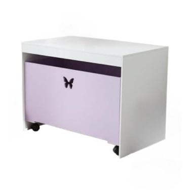 Imagem de Organizador de Brinquedos Bancada 1 Gaveta Com Rodinhas em MDF(Lilás,Borboleta)