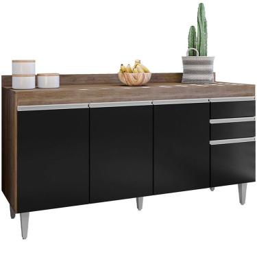 Imagem de Balcão para Cozinha 160 cm com Tampo 4 Portas Lena