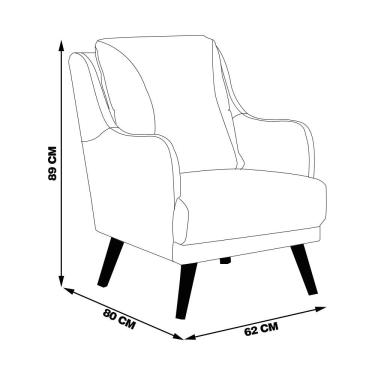 Imagem de Kit 2 Poltronas Decorativas Catar com Tachas Suede Cinza - Gran Belo