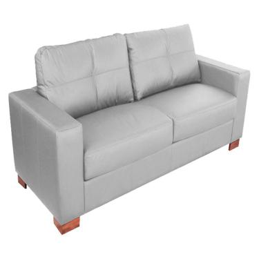 Imagem de Sofá 2 Lugares Pés Madeira Kenny 160cm Couro Cinza Gran Belo