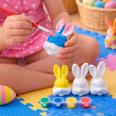 Imagem de Cabeça Coelho Páscoa Para Colorir Pintar Com Pincel Kit 36pç