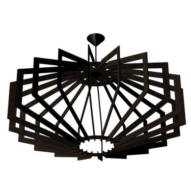 Imagem de Luminária Teto Tipo Pendente Trapezio Mdf Completa - Preta