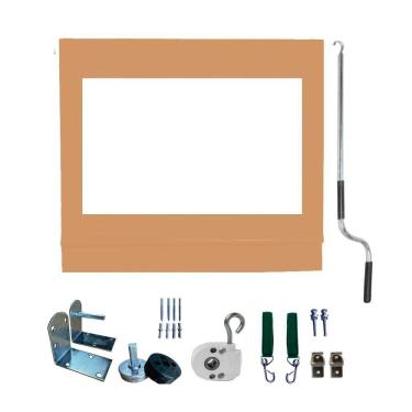 Imagem de Toldo Cortina Ocre C/ Visor - 3,80m X 2,80m - Kit Completo