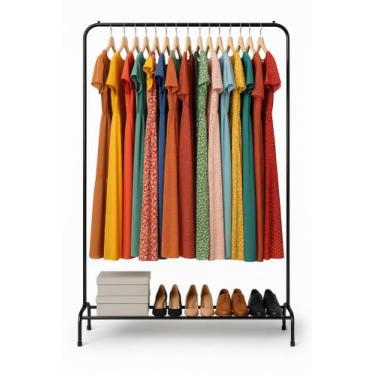 Imagem de Arara em 100% Aço para Roupas Longas com Sapateira  Estrutura Reforçad