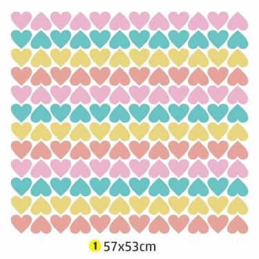 Imagem de Adesivo Parede Corações Colorido 57x53 quarto infantil