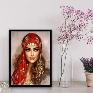 Imagem de Quadro Decorativo Cigana Esmeralda 33X24Cm - Com Vidro Preta - Quadros