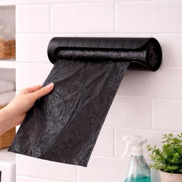 Imagem de Dispenser preto porta sacos para parede fácil instalação - RELET