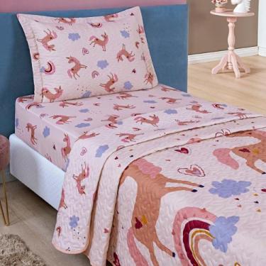 Imagem de KIT Cobre Leito  Kids Solteiro 02 Peças - MAYRA ENXOVAIS, Unicórnio