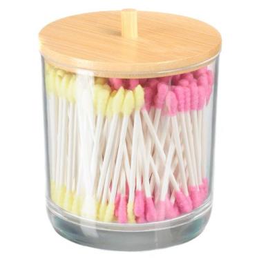 Imagem de Porta Algodão Cotonete Organizador Acrílico Para Banheiro Lavabo Tampa