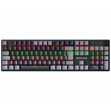 Imagem de Teclado Gamer Mecânico K-MEX Shadowscope KHY628, USB, Switch Blue, Iluminação Rainbow, Layout ABNT2, Preto e Cinza - KHY628U0002CB0X