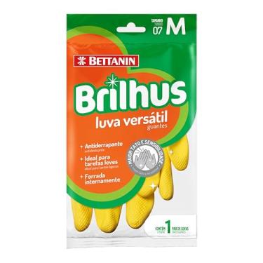 Imagem de Brilhus - Luva de Látex Versátil, Tamanho M, Cor Amarela, Bettanin