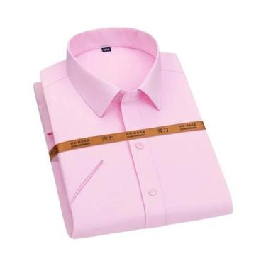 Imagem de Camisa Masculina Slim Fit De Manga Curta, Cor Sólida, Sem Necessidade 