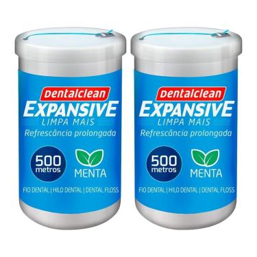Imagem de Kit 2 Fio Dental 500m  Fita Larga Expansive Menta Dentalclean