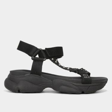 Imagem de Sandália Zatz Flatform Strass Feminina, Preto, 35