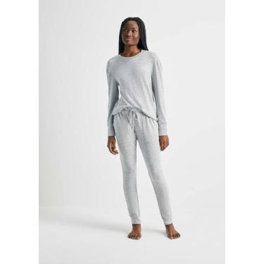 Imagem de Pijama Feminino Longo Em Tricô - Hering, P, Cinza