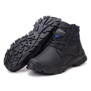 Imagem de Bota Coturno Cano Curto Tratorada Masculino Couro moda Casual com Cadarco Dia a Dia Resistente-Masculino