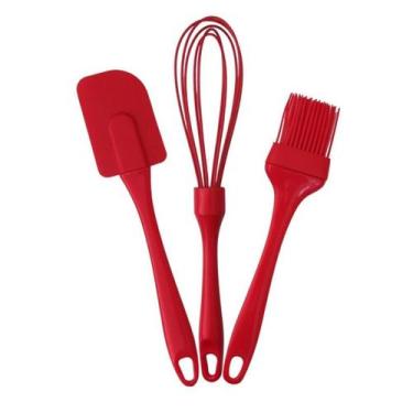 Imagem de Kit Confeiteiro Silicone 3 Peças Profissional Fue Batedor Espátula Pin