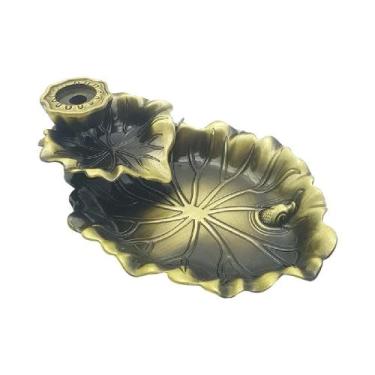 Imagem de Queimador De Incenso De Refluxo Em Metal Com Design De Sapo E Peixe, C