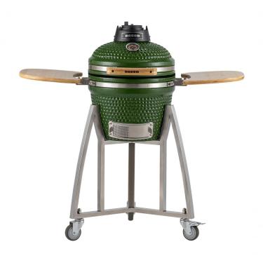 Imagem de Churrasqueira Kamado Pequeno Da Rasco Verde C/ Grelha Aço Inox, Suporte E Mesas. Serve Até 5 Pessoas Verde