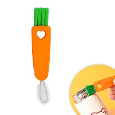 Imagem de Escova De Limpeza Multiuso Para Teclado Cantos Frisos Notebooks 3 Em 1 Laranja