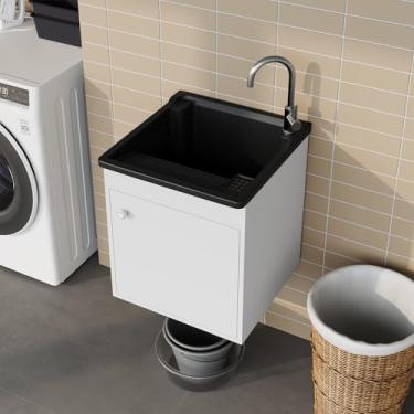 Imagem de Tanque de lavar Roupa 26L Suspenso com Gabinete 46cm Montado Cor:Tanque Preto