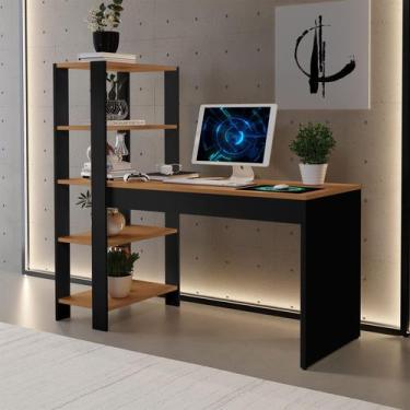 Imagem de Escrivaninha Home Milão 121cm com Estante e Prateleiras Mesa para Comp