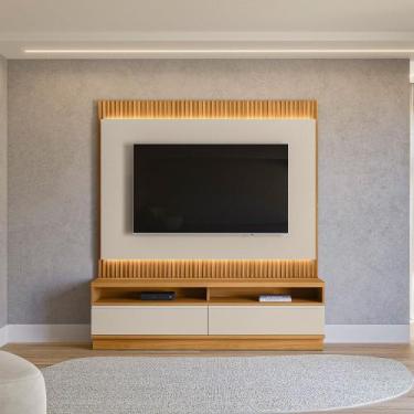 Imagem de Painel TV 70 Sala 180cm Denver com Rack Bancada Tauari/Off White L04 -